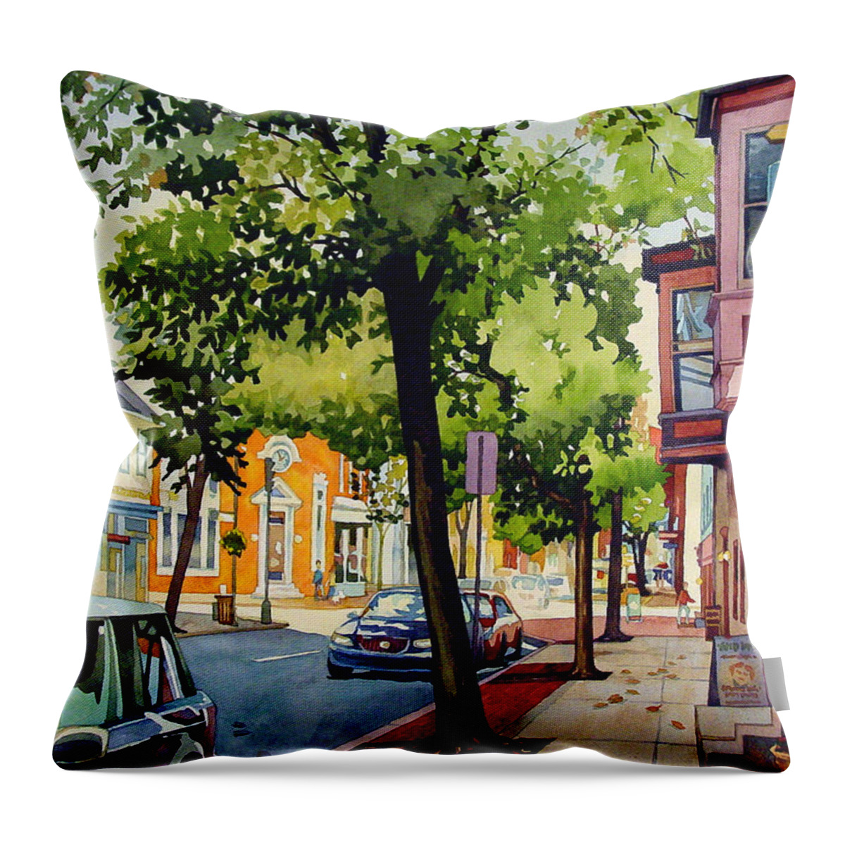 Landscape Throw Pillow featuring the painting Olde Towne by Mick Williams