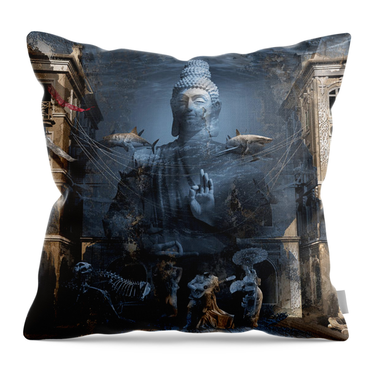 Omnipresence Throw Pillow featuring the digital art Omnipresence by George Grie