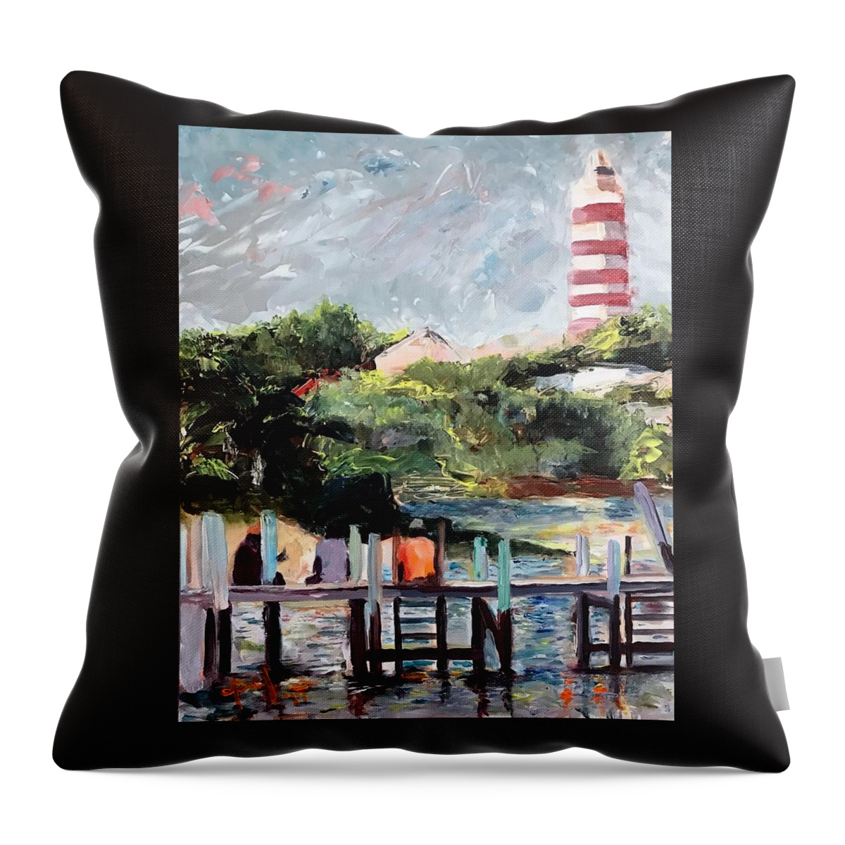Hope Town Throw Pillow featuring the painting On the Dock by Josef Kelly