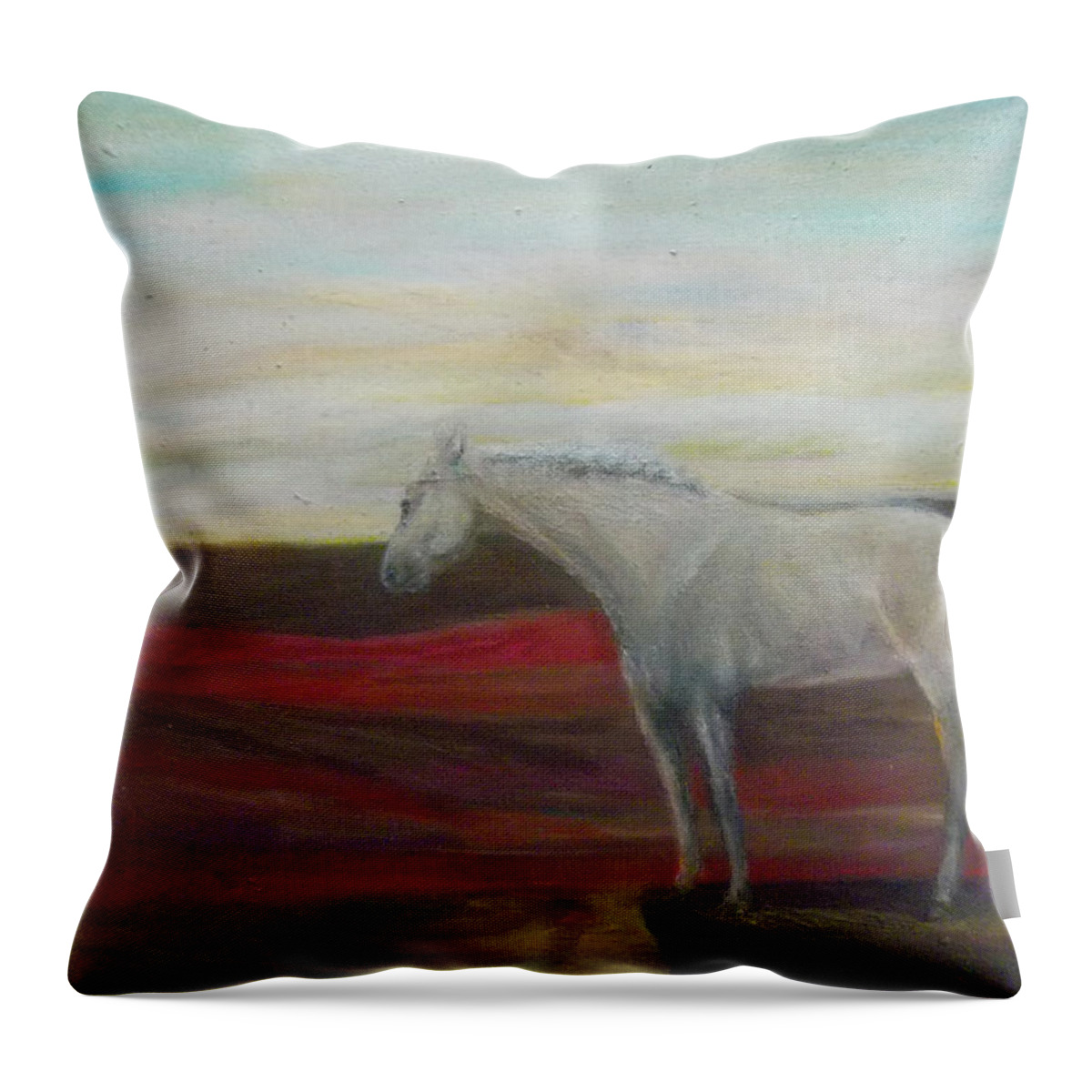 Horse Throw Pillow featuring the painting On the Edge by Susan Esbensen