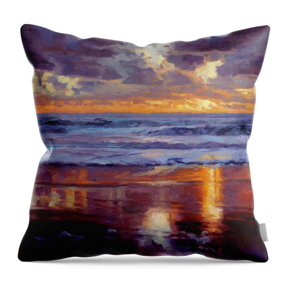 Ocean Throw Pillow featuring the painting On the Horizon by Steve Henderson