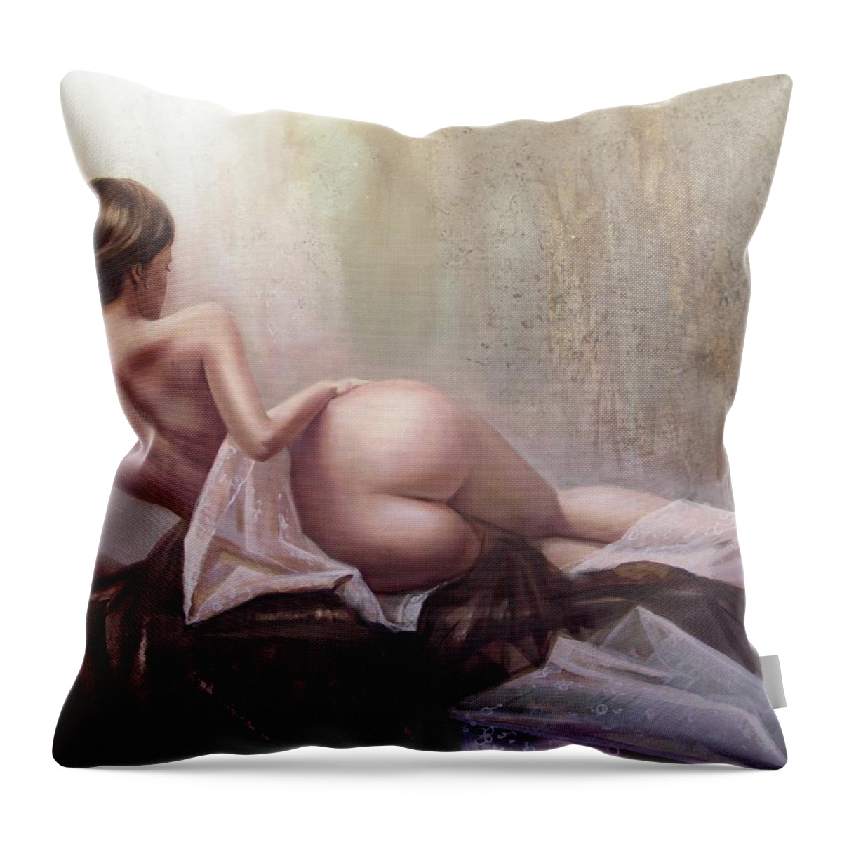Art Throw Pillow featuring the painting On the podium by Sergey Ignatenko