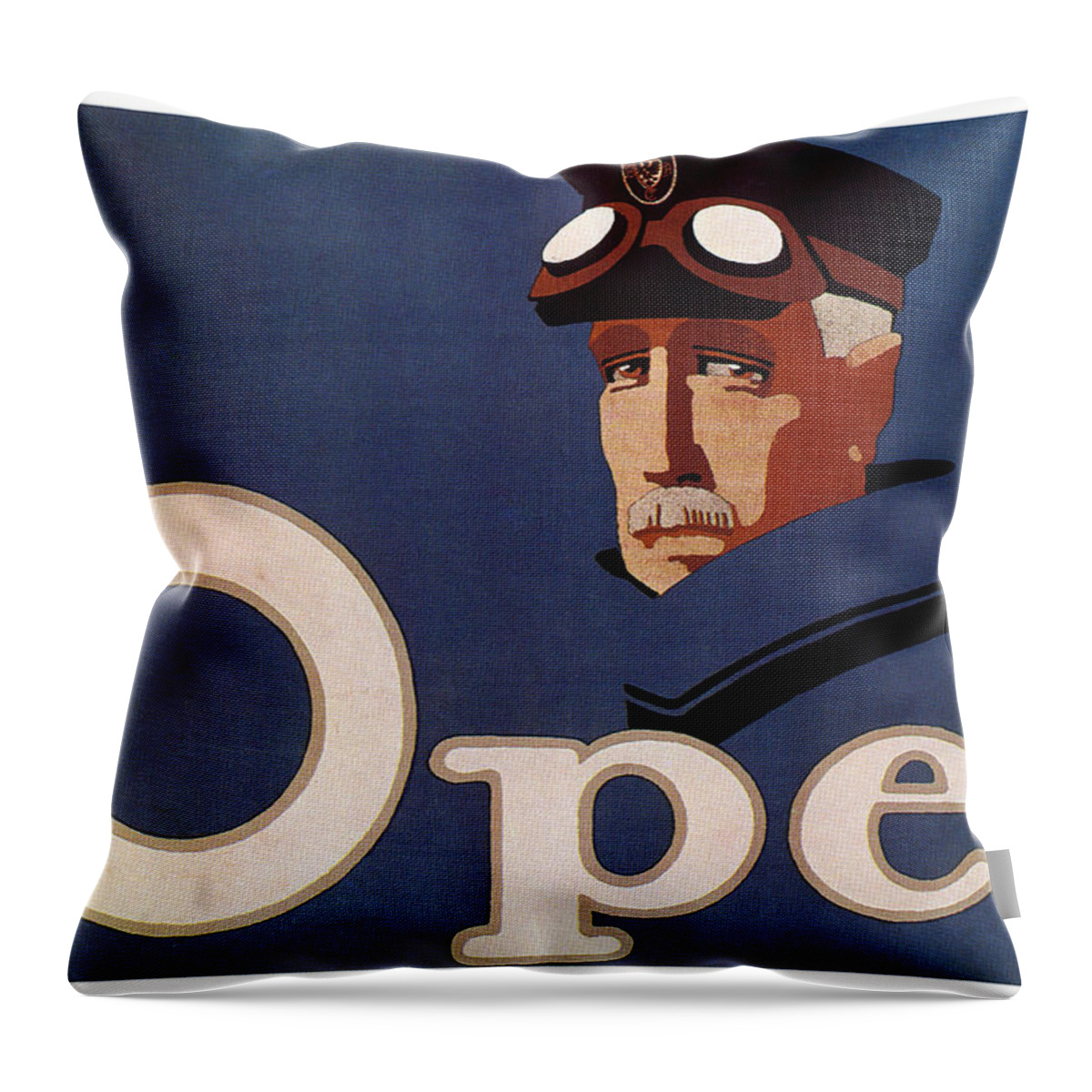 Opel Throw Pillow featuring the mixed media Opel - German Automobile Manufacturer - Vintage Automotive Advertising Poster - Minimal, Blue by Studio Grafiikka