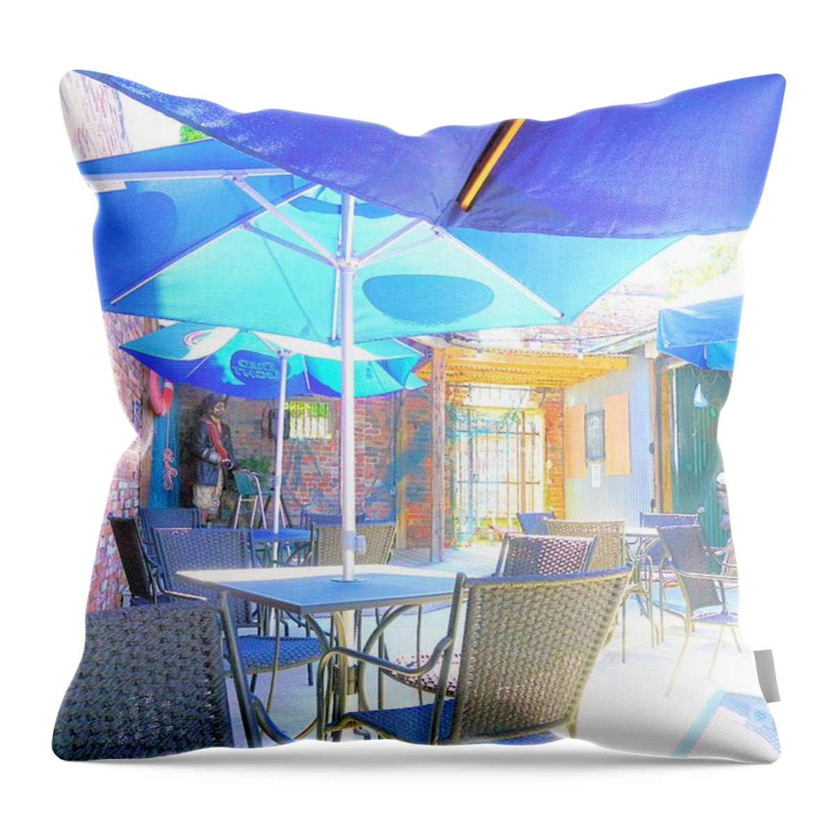 Restaurant Throw Pillow featuring the photograph Open Air Eating by Merle Grenz