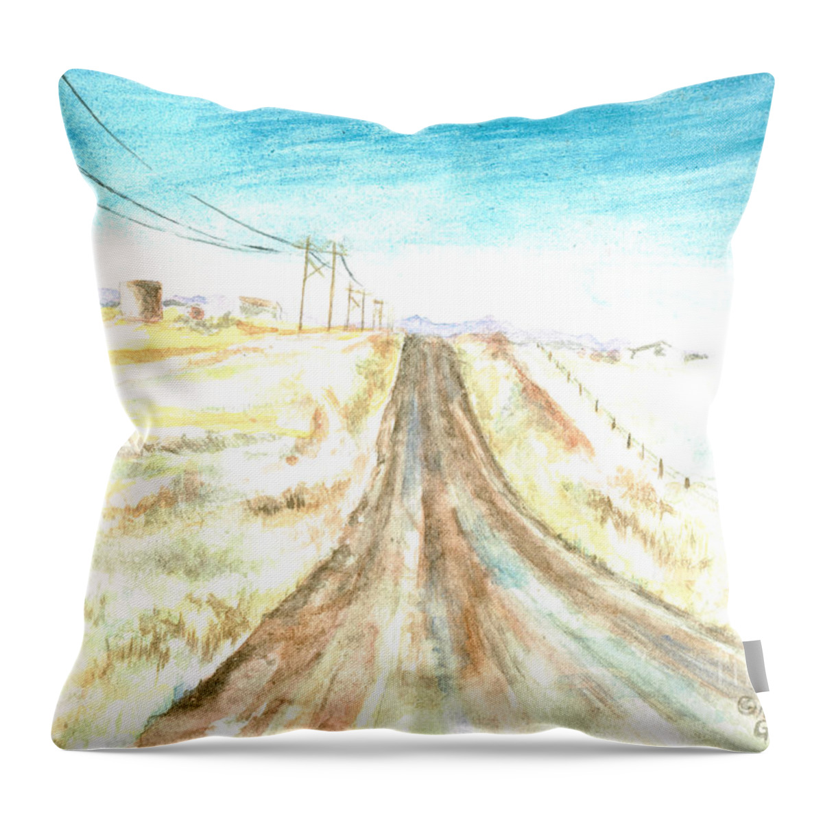 Road Throw Pillow featuring the painting Country Road by Andrew Gillette