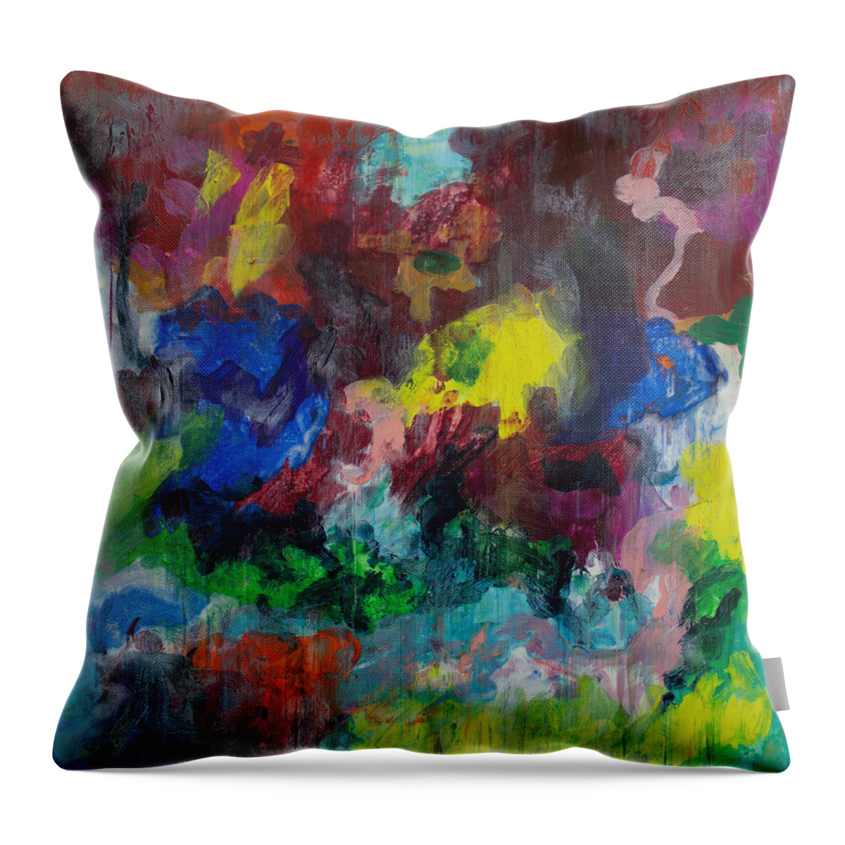 Derek Kaplan Art Throw Pillow featuring the painting Opt.68.15 Dreaming With Music by Derek Kaplan
