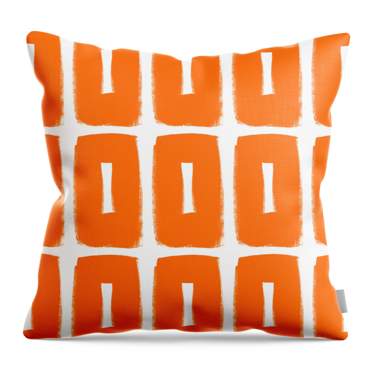 Orange Throw Pillow featuring the mixed media Orange Boxes- Art by Linda Woods by Linda Woods