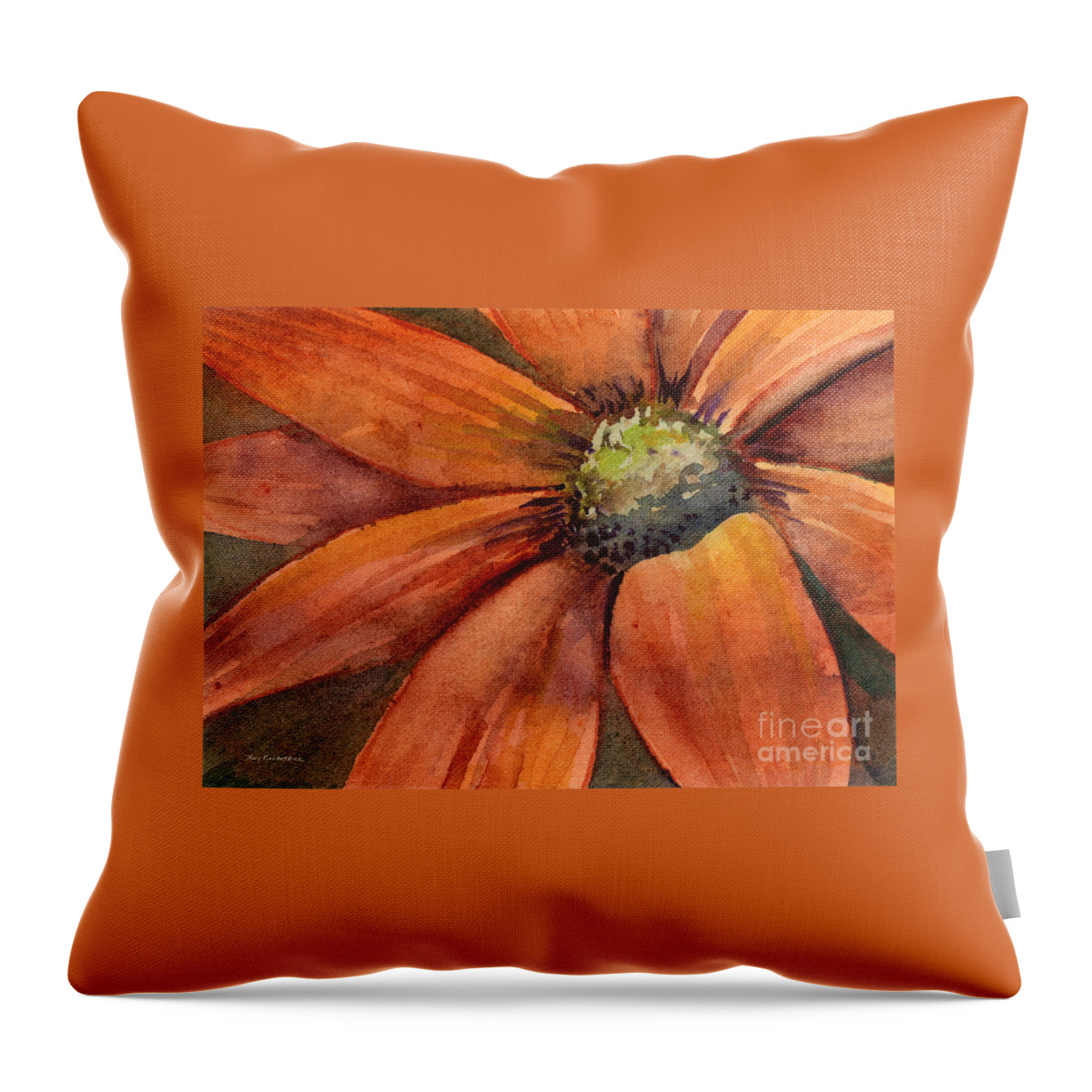Daisy Throw Pillow featuring the painting Orange Flower by Amy Kirkpatrick