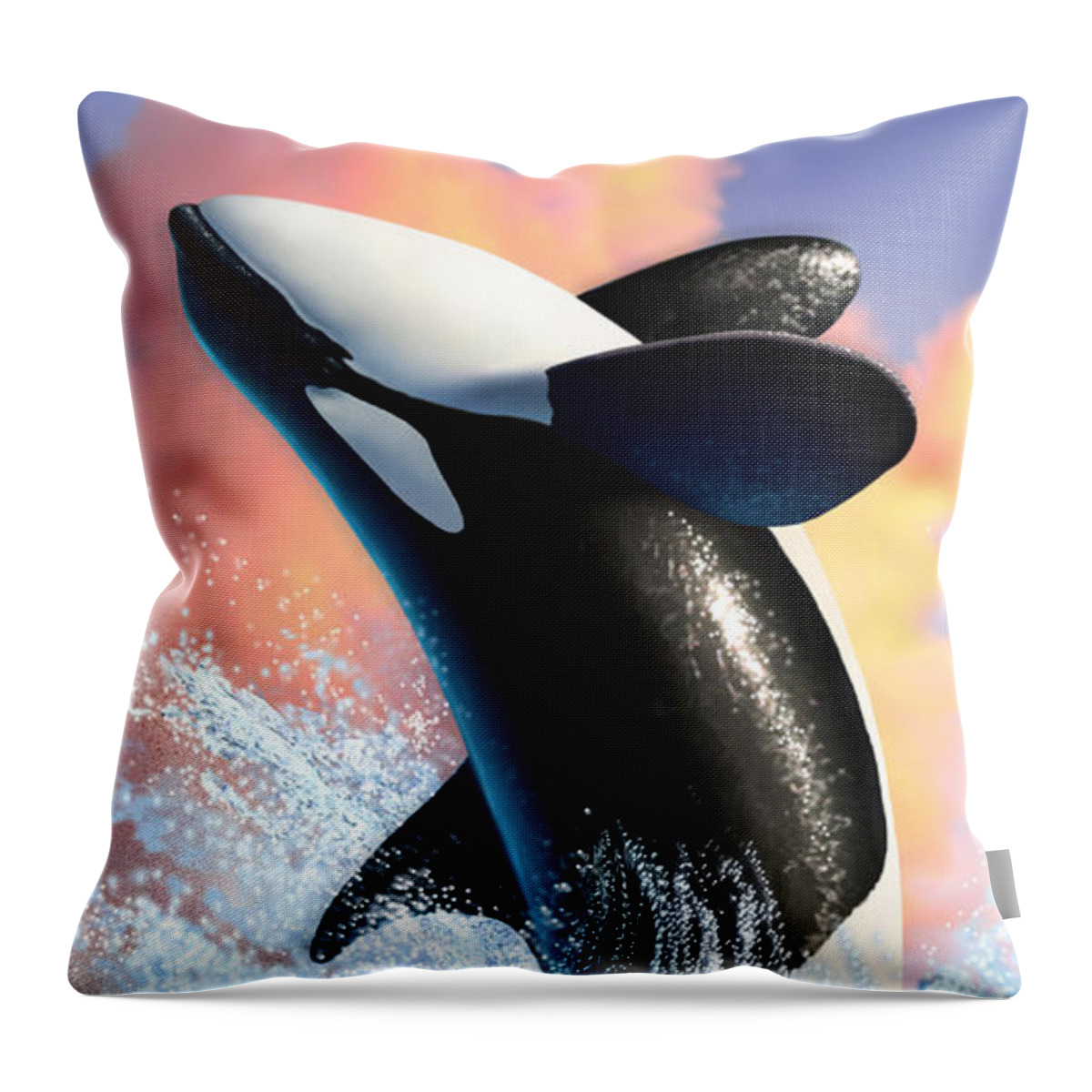 Orca Throw Pillow featuring the digital art Orca 1 by Jerry LoFaro