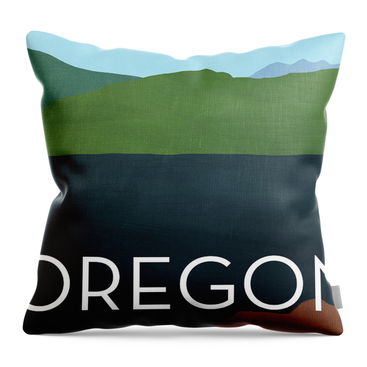 Oregon Throw Pillow featuring the mixed media Oregon Landscape- Art by Linda Woods by Linda Woods
