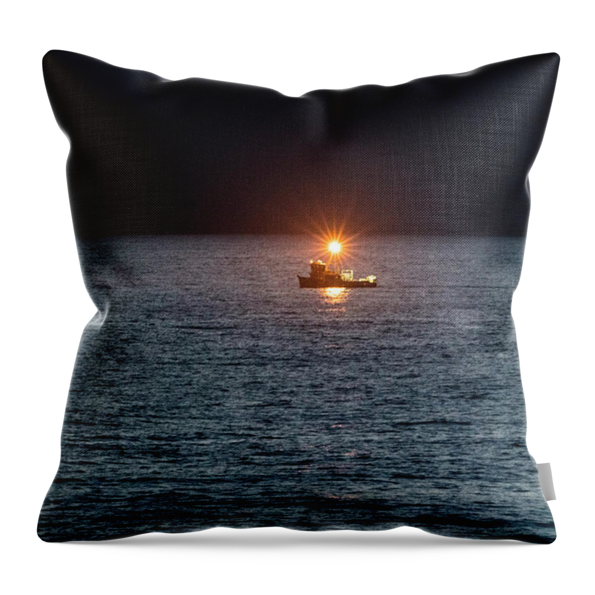 Oregon Coast Throw Pillow featuring the photograph Oregon Night Fishing by Tom Singleton