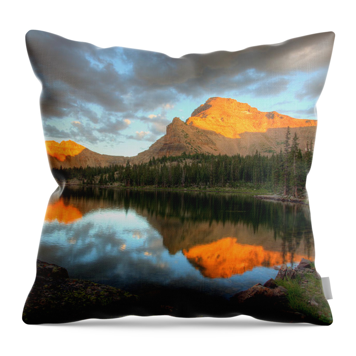 Landscape Throw Pillow featuring the photograph Ostler Lake and Peak by Brett Pelletier