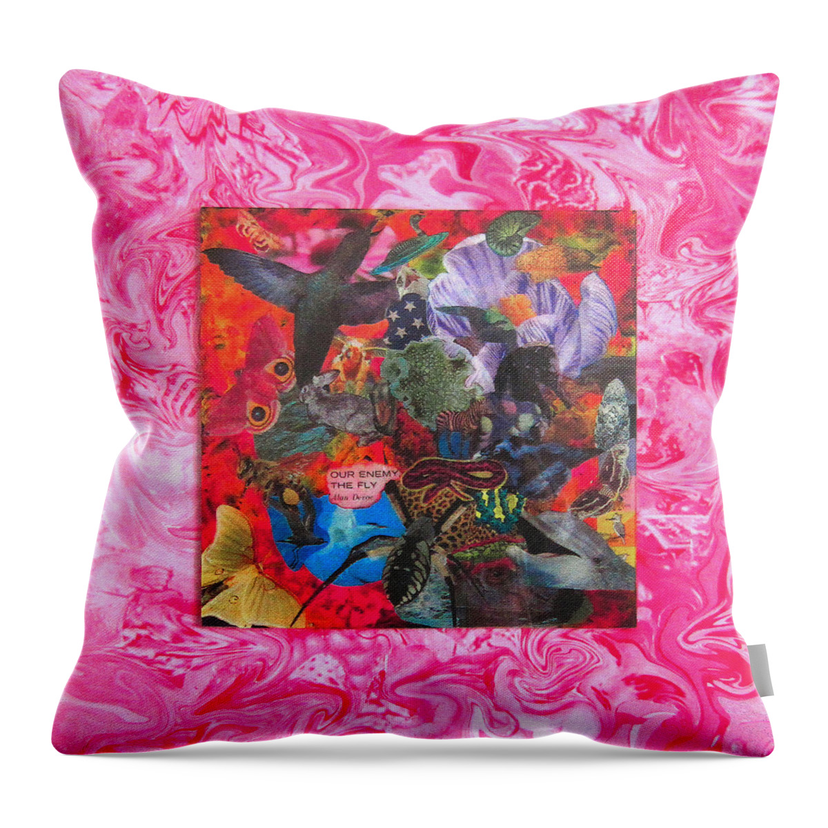  Throw Pillow featuring the painting Our Enemy The Fly by Steve Fields