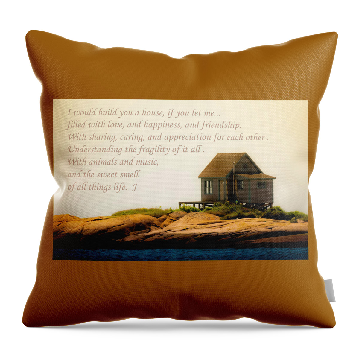 Cabin. Island. Prose Throw Pillow featuring the photograph Our House by Jeff Cooper