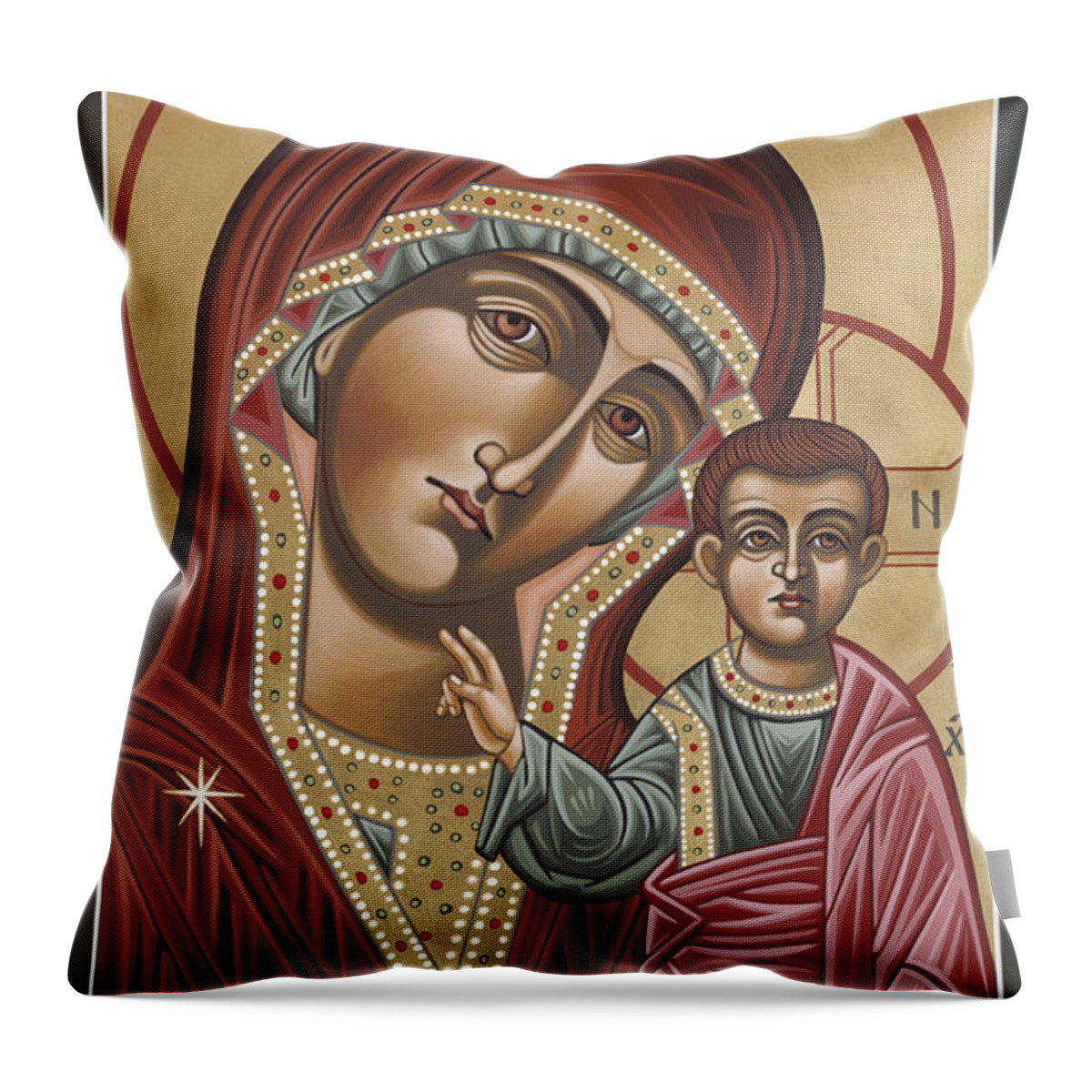 Our Lady Of Kazan Throw Pillow featuring the painting Our Lady of Kazan 117 by William Hart McNichols