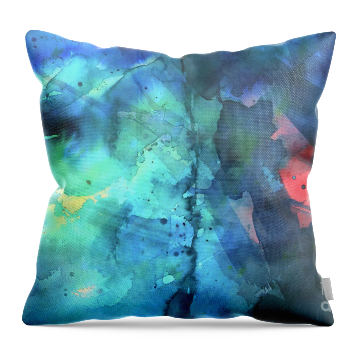 Abstract Throw Pillow featuring the painting Out of the Blue by Lucy Arnold