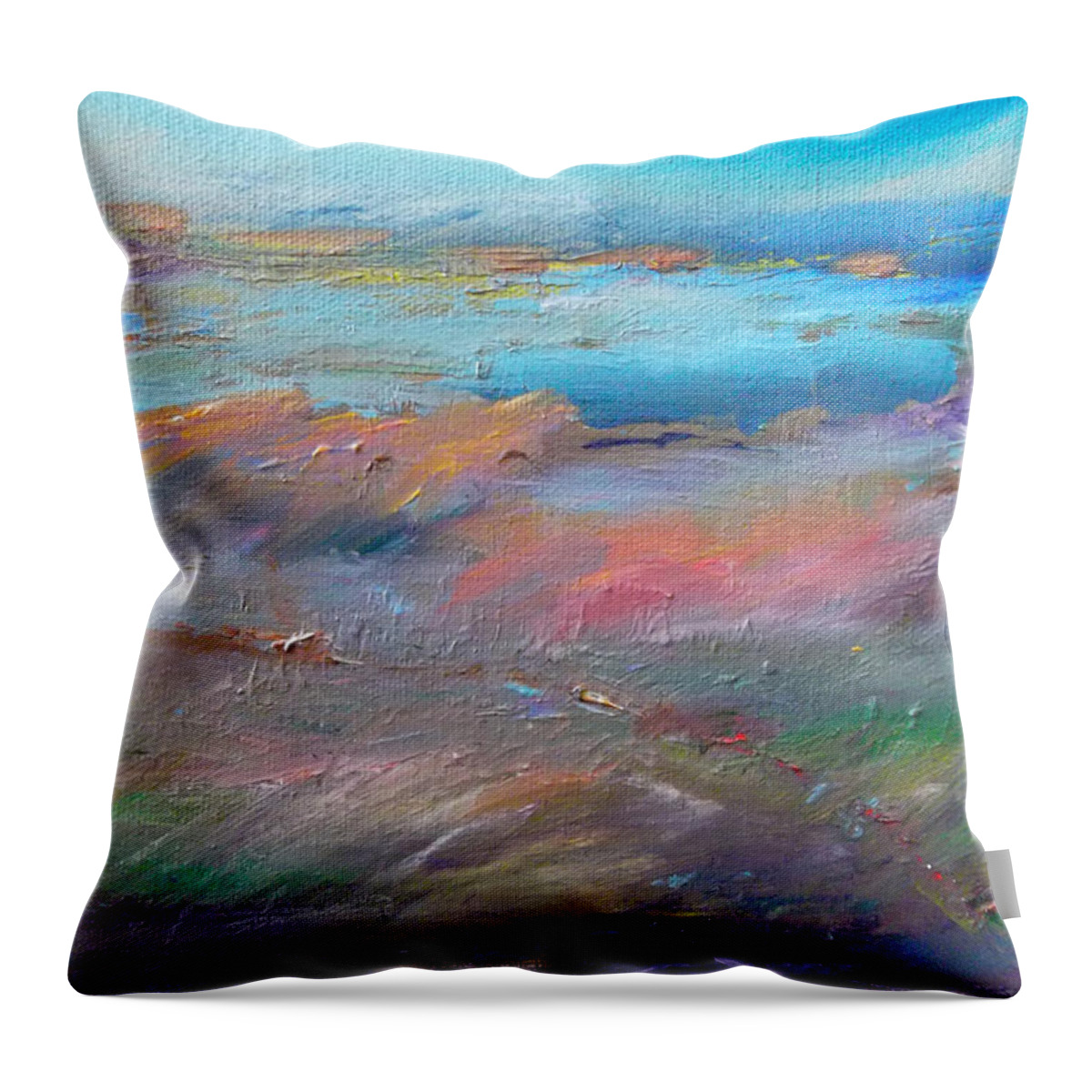 Abstract Throw Pillow featuring the painting Out of the Blue by Susan Esbensen