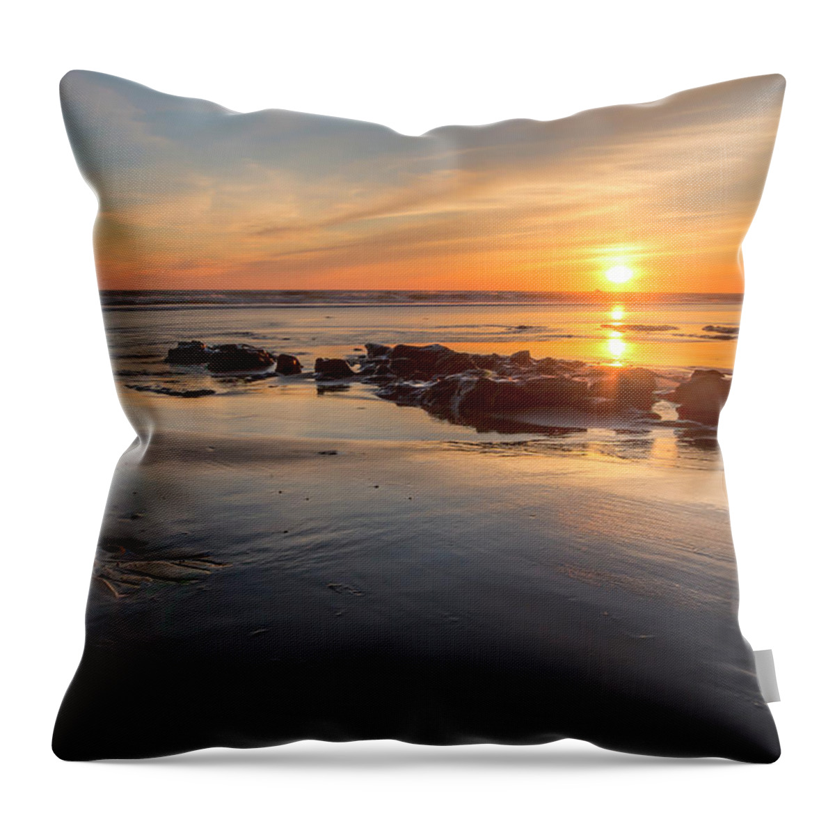 Sunset Seascape Throw Pillow featuring the photograph Outgoing Tide 0102 by Kristina Rinell