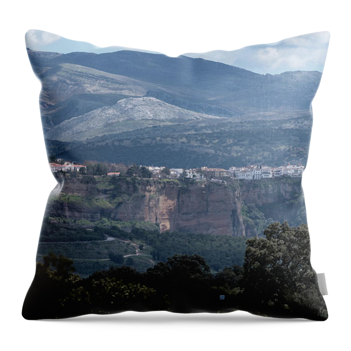 Sierra Throw Pillow featuring the photograph Overlooking Ronda, Andalucia Spain by Perry Rodriguez