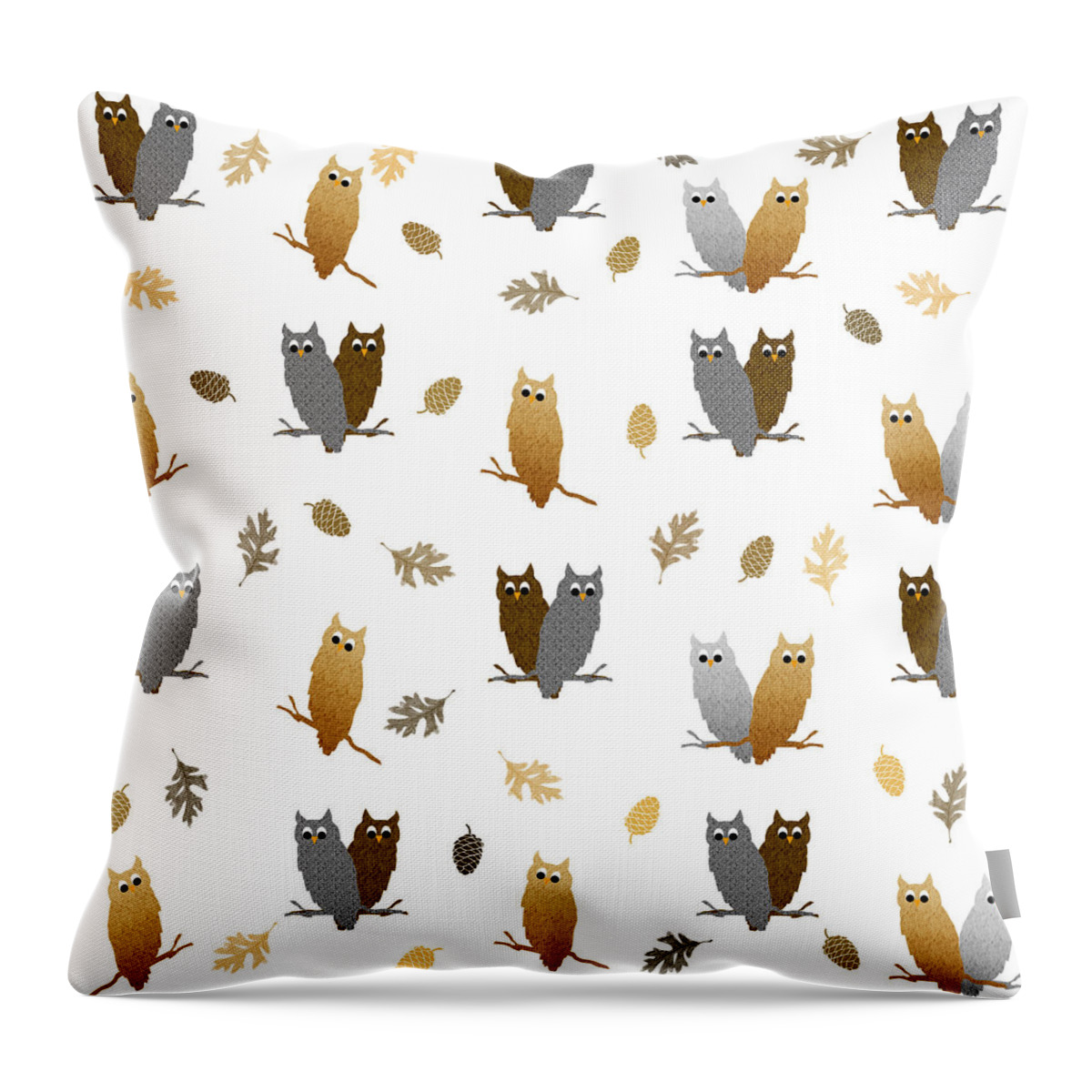 Owls Throw Pillow featuring the mixed media Owl Pattern by Christina Rollo