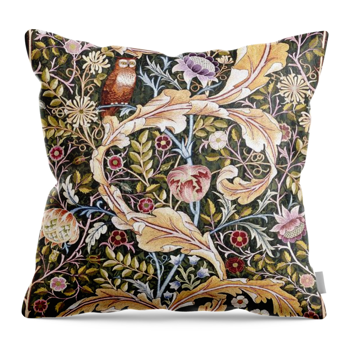 William Morris Throw Pillow featuring the painting Owl by William Morris