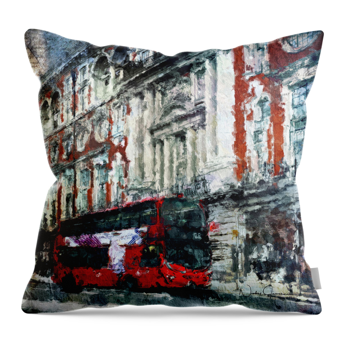 London Throw Pillow featuring the digital art Oxford Street by Nicky Jameson