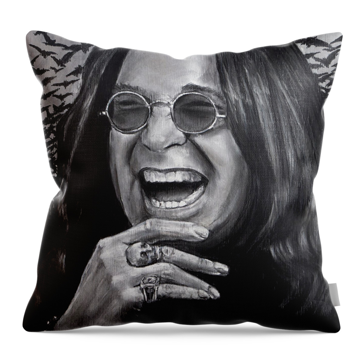 Ozzy Throw Pillow featuring the drawing Ozzy by William Underwood