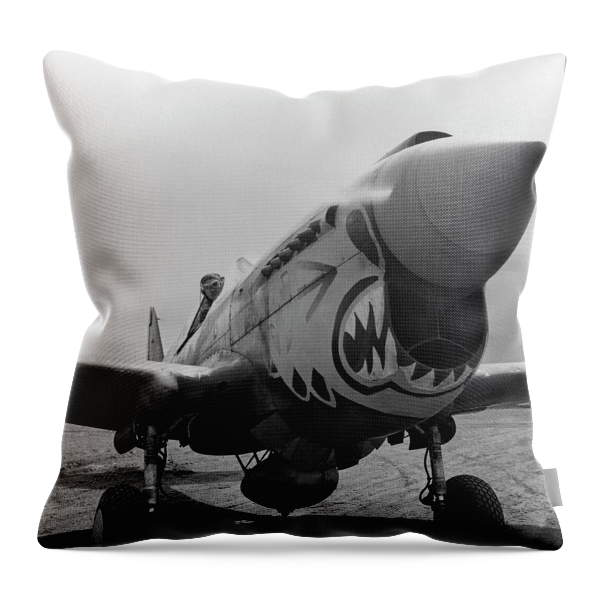 Ww2 Throw Pillow featuring the photograph P-40 Warhawk - Flying Tiger by War Is Hell Store
