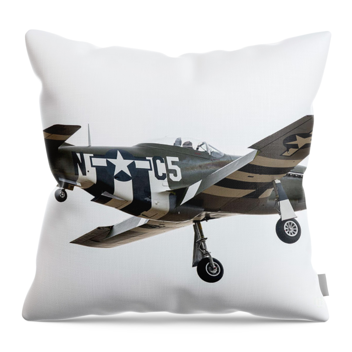 P51 Throw Pillow featuring the digital art P-51 Mustang - Frensi by Airpower Art