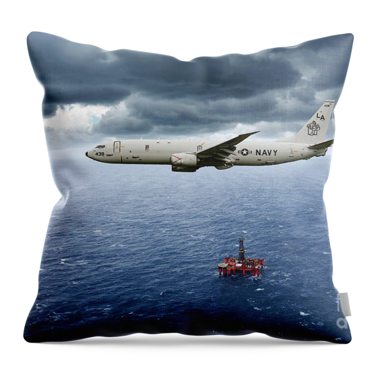 P-8 Poseidon Throw Pillow featuring the digital art P-8 Poseidon God Of The Seas by Airpower Art