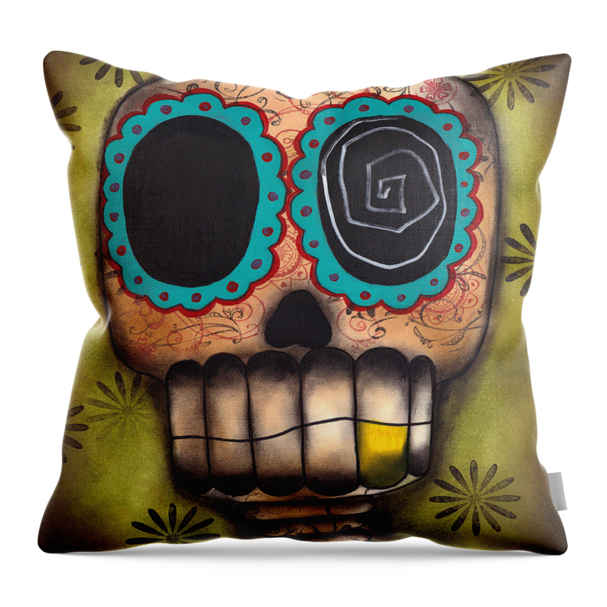 Day Of The Dead Throw Pillow featuring the painting Paco el Feliz by Abril Andrade