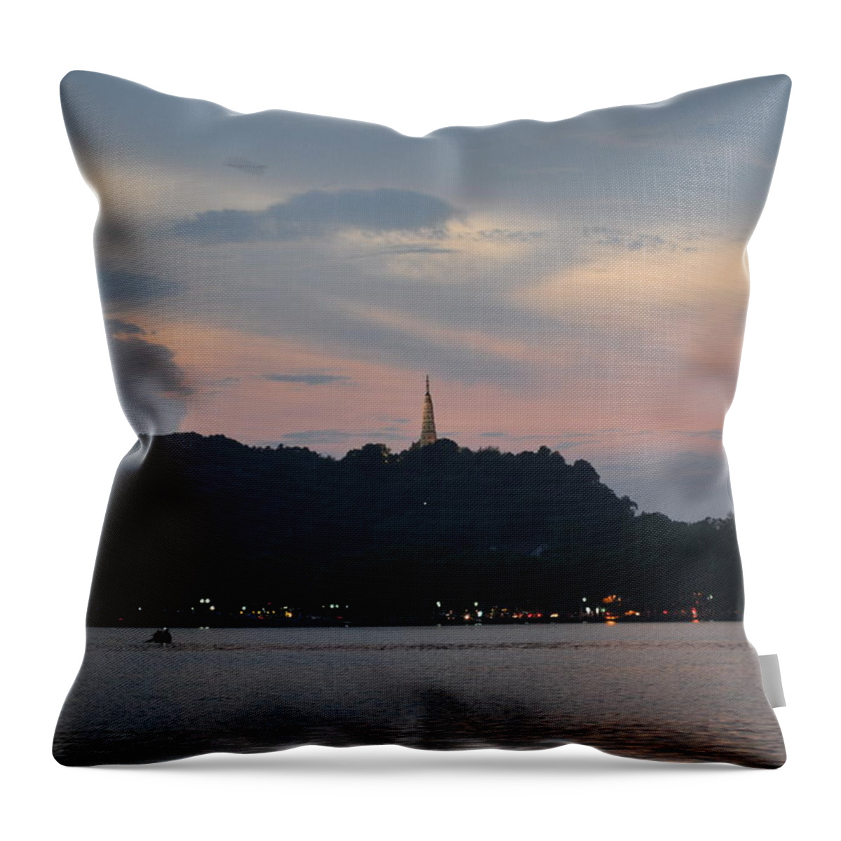 China Throw Pillow featuring the photograph Pagoda in the Sunset by Jason Chu