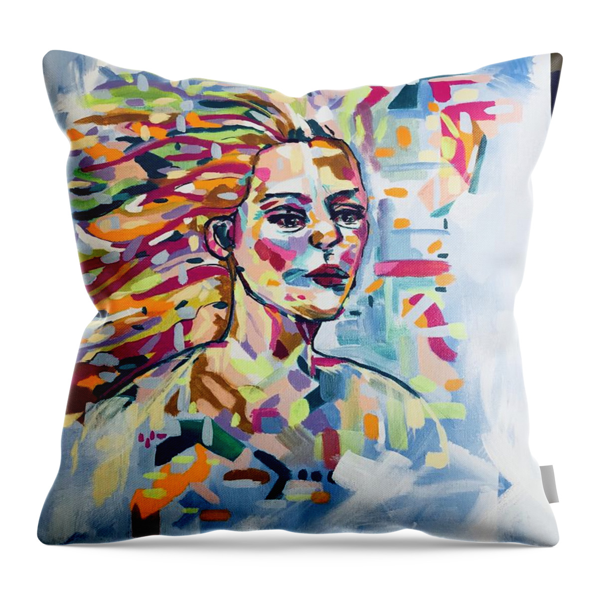 Original Art Work Throw Pillow featuring the painting Painted Lady #1 by Theresa Honeycheck