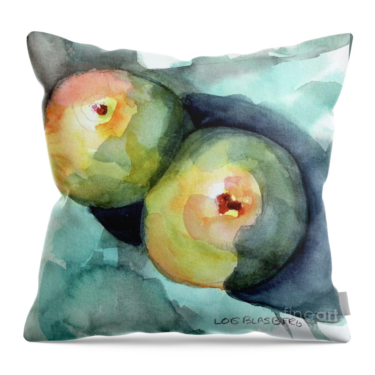 Face Mask Throw Pillow featuring the painting Pair by Lois Blasberg
