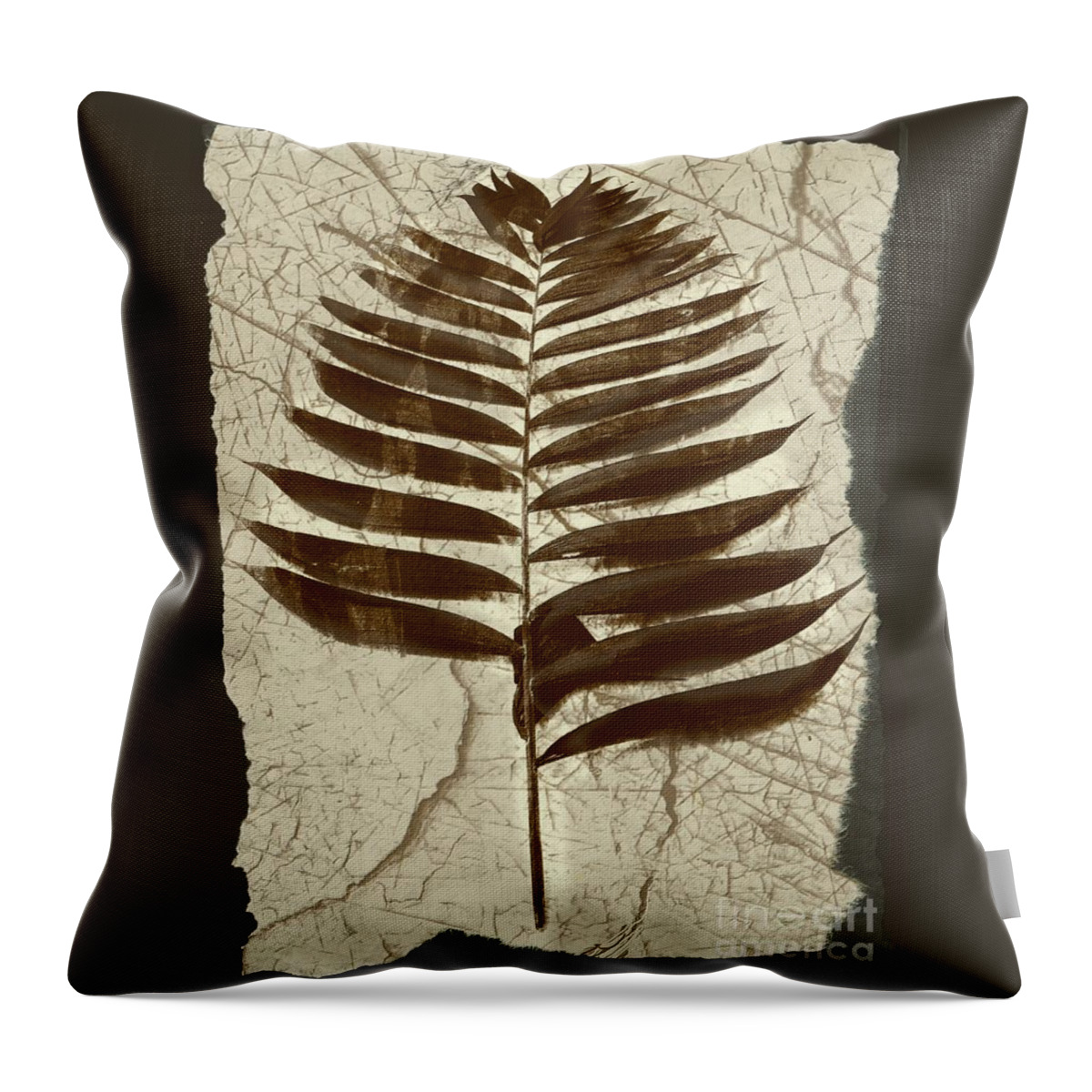 Photograph Throw Pillow featuring the digital art Palm Fossil Sandstone by Delynn Addams