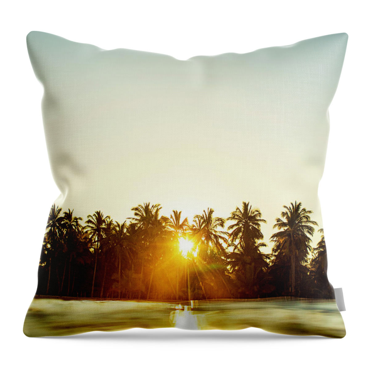 Surfing Throw Pillow featuring the photograph Palms And Rays by Nik West