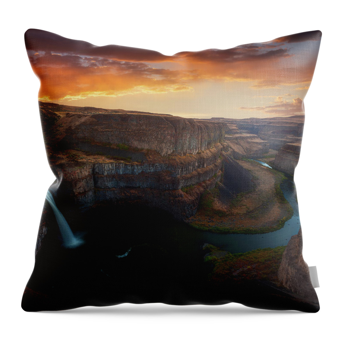 Palouse Falls Throw Pillow featuring the photograph Palouse Falls Washington by Darren White