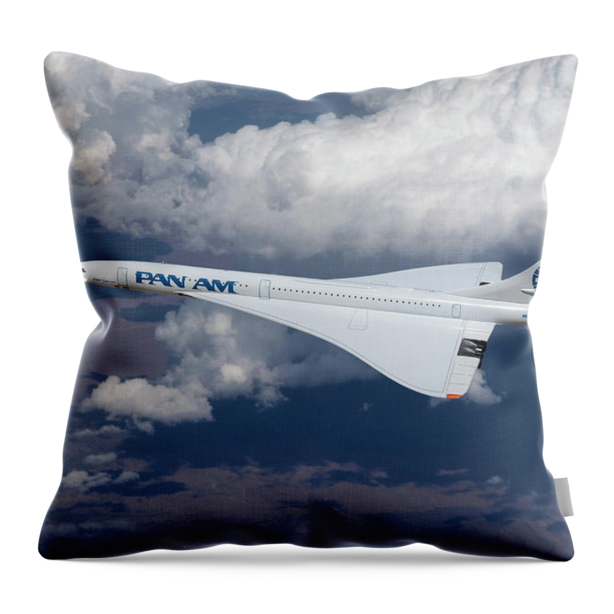Pan American World Airways Throw Pillow featuring the digital art Pan American Concorde SST by Erik Simonsen