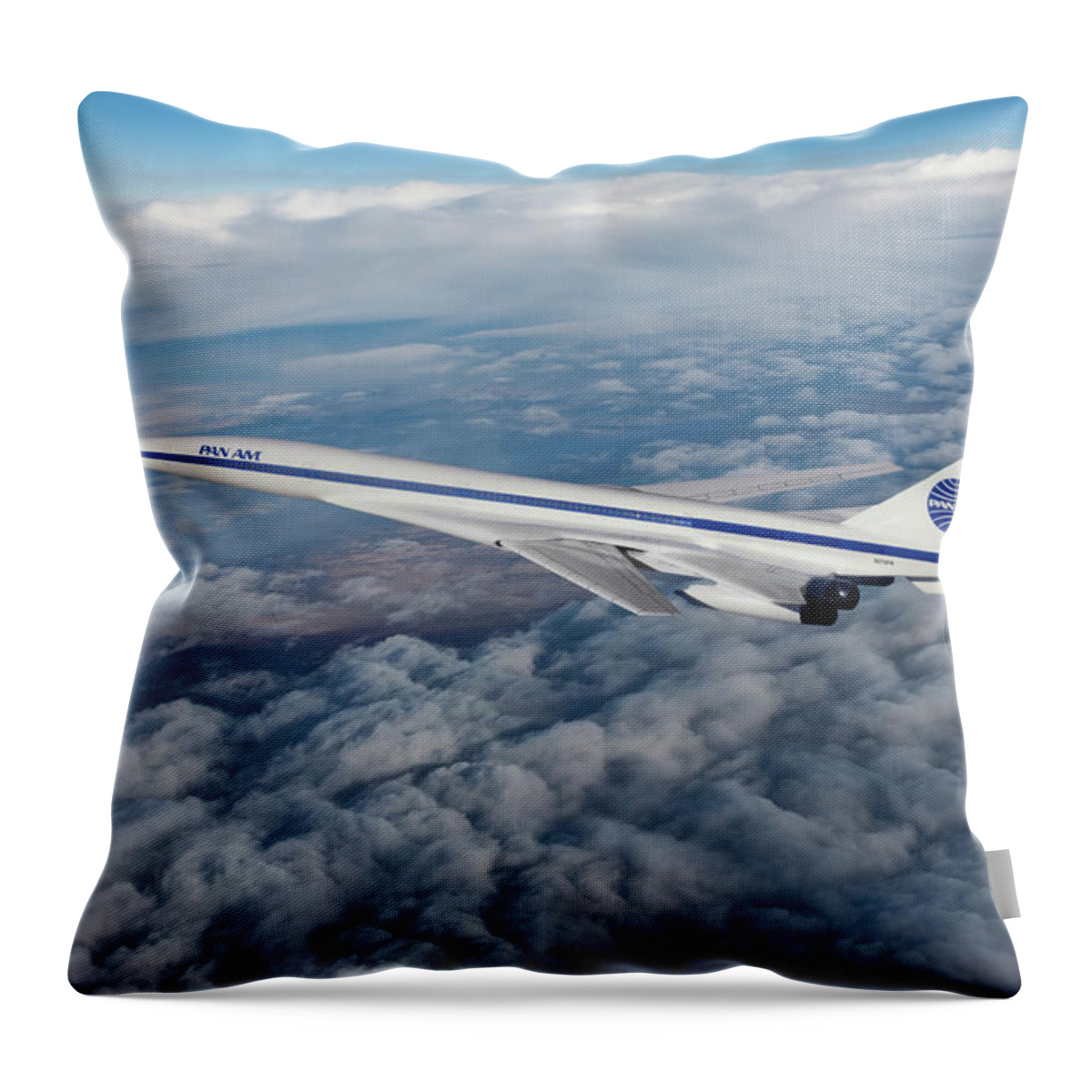 Pan American World Airways Throw Pillow featuring the digital art Pan American Supersonic Transport by Erik Simonsen