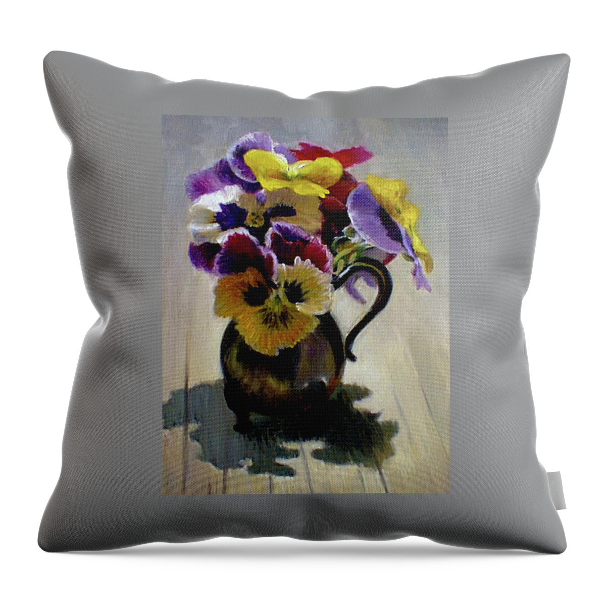 Pansies Throw Pillow featuring the painting Pansies by Marie Witte