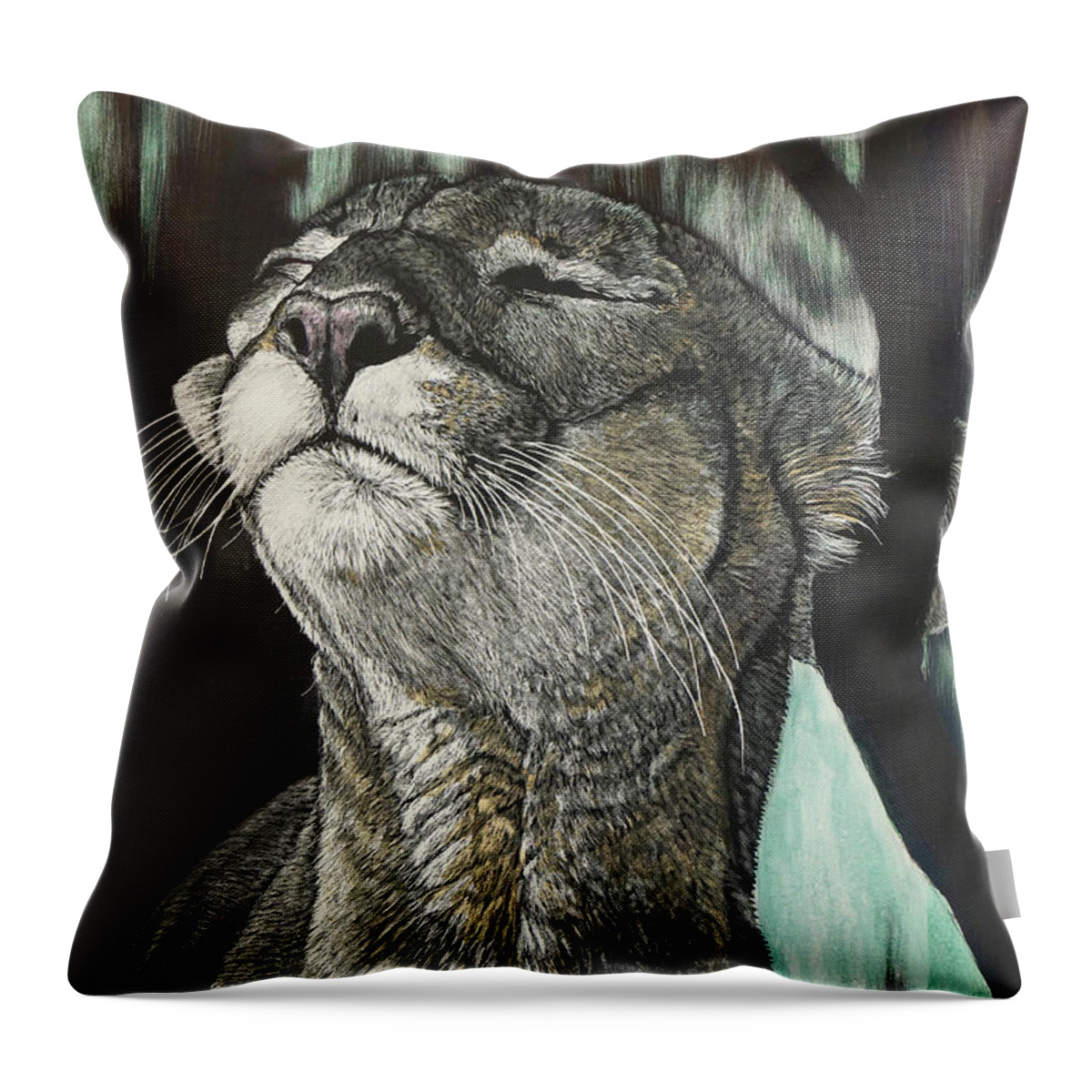 Drawing Throw Pillow featuring the drawing Panther, Cool by William Underwood