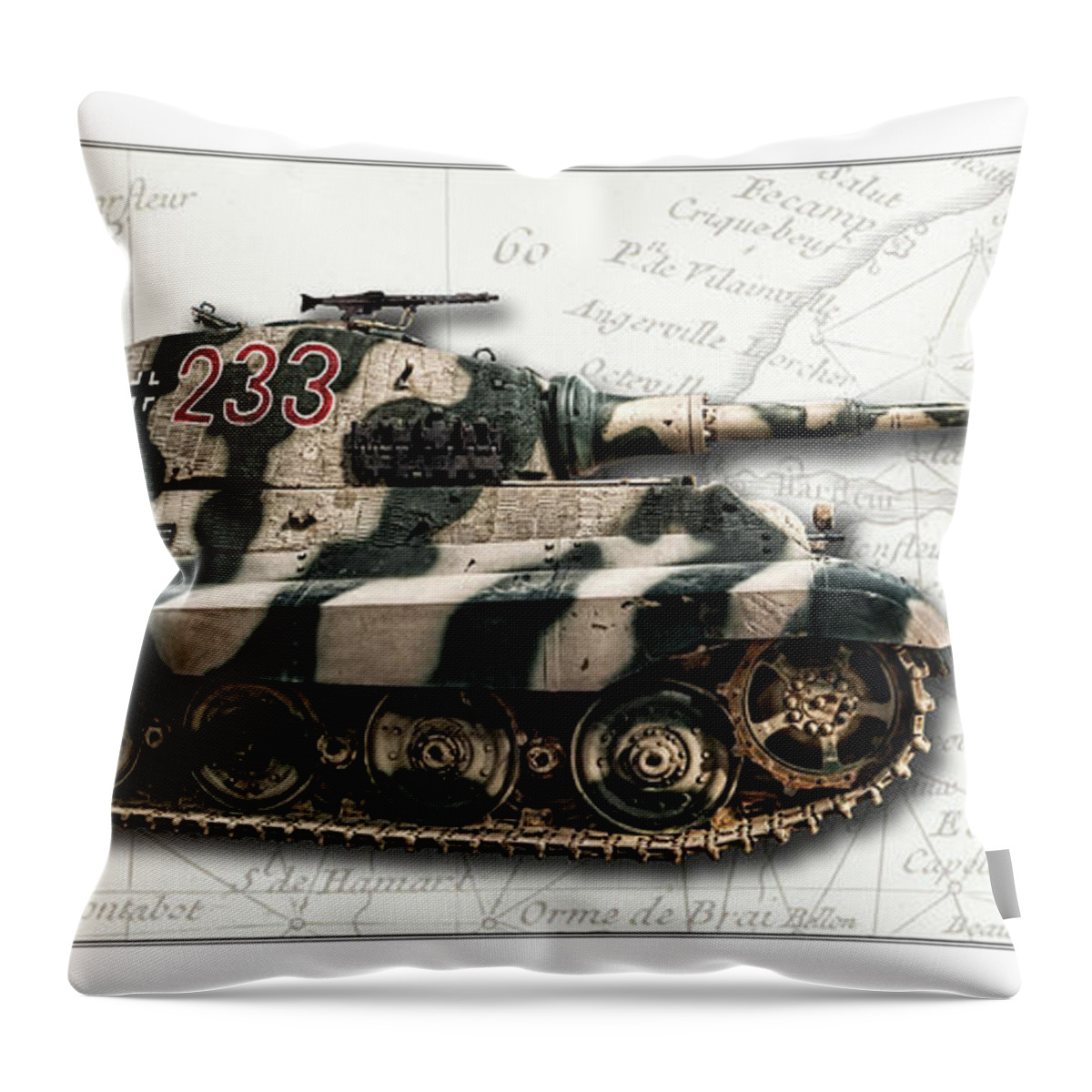 Panzer Vi Throw Pillow featuring the photograph Panzer Tiger II Side W BG by Weston Westmoreland
