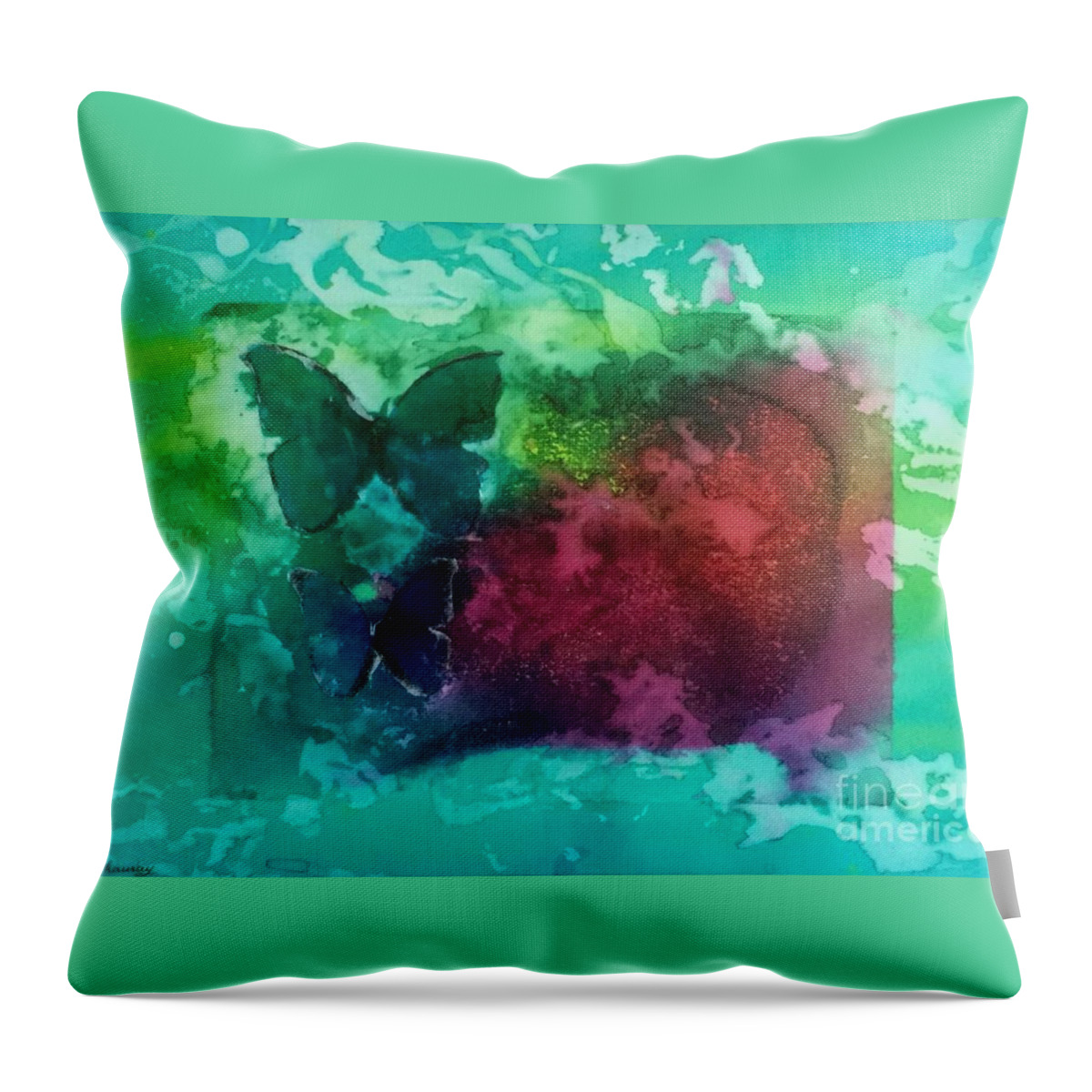 Papillon Throw Pillow featuring the painting Papillons Marins by Francoise Chauray