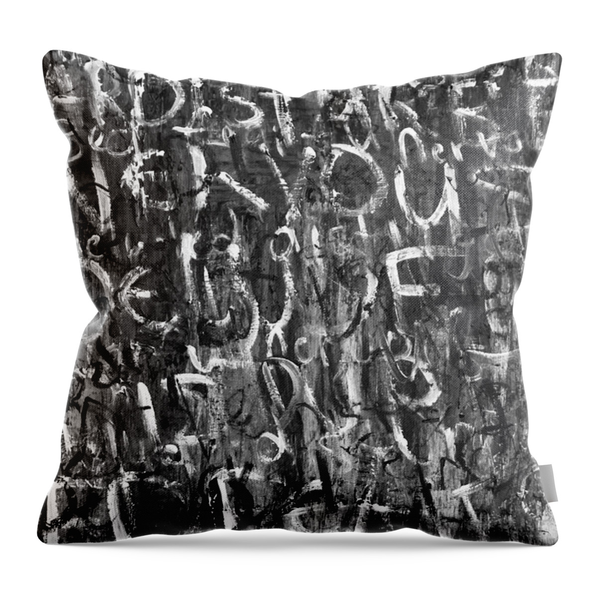 Text Expressionism Painting Throw Pillow featuring the painting Paranoid by Roseanne Jones