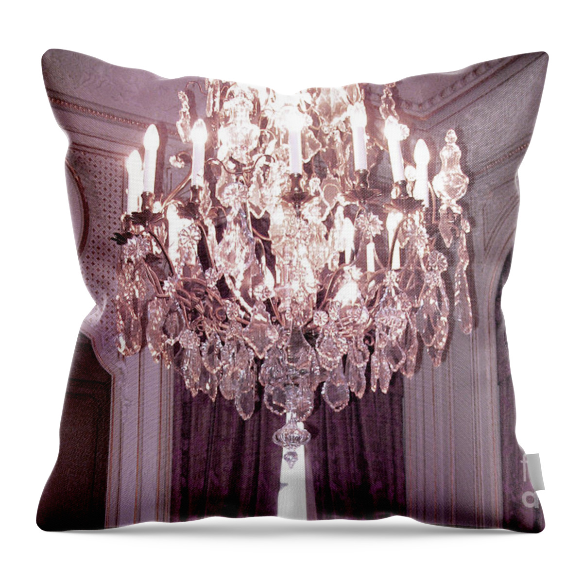 Paris Hotel Regina Crystal Chandelier Paris French Crystal Chandelier Prints Home Decor Throw Pillow