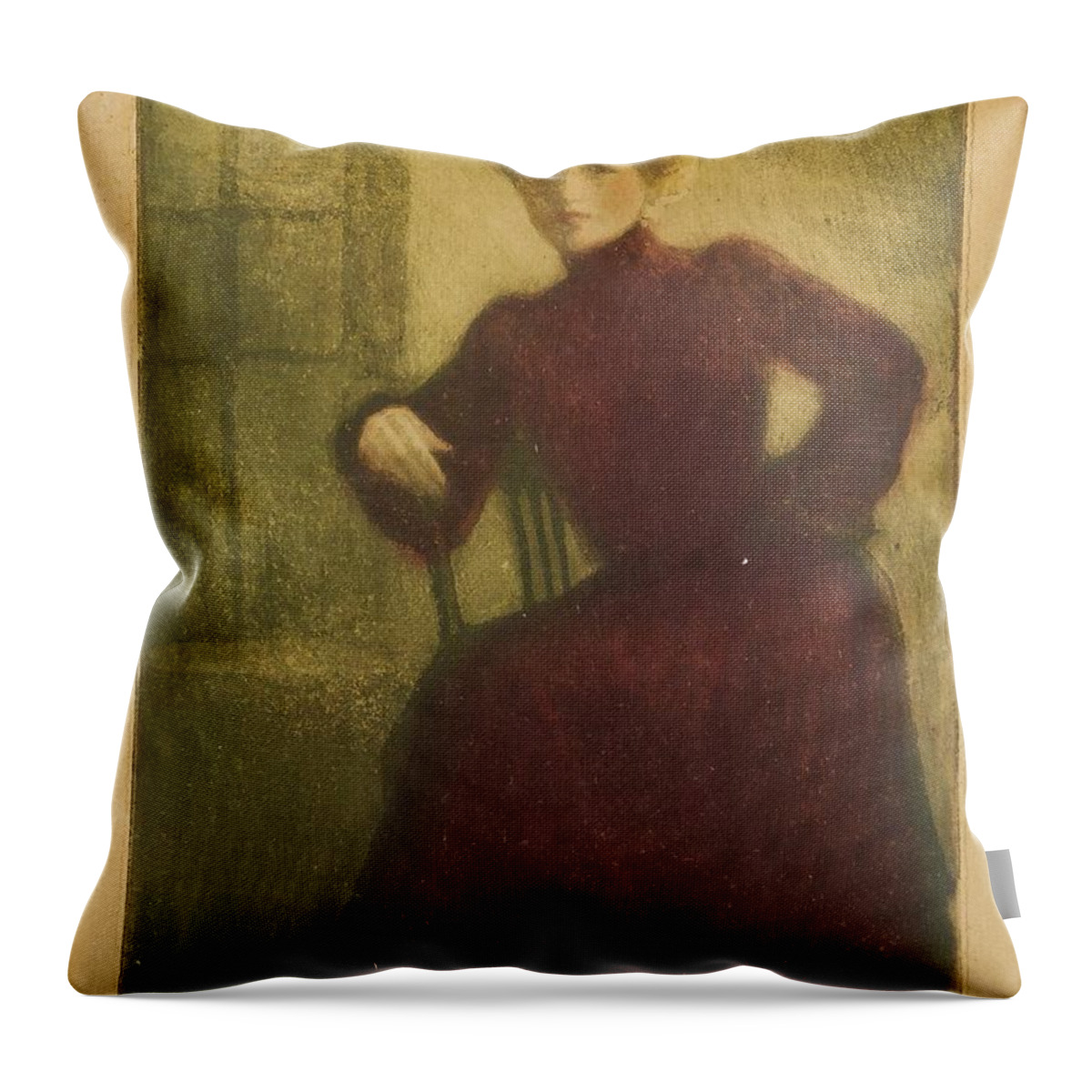 Albert Edelfelt (1854-1905) Parisienne Throw Pillow featuring the painting Parisienne etching by MotionAge Designs