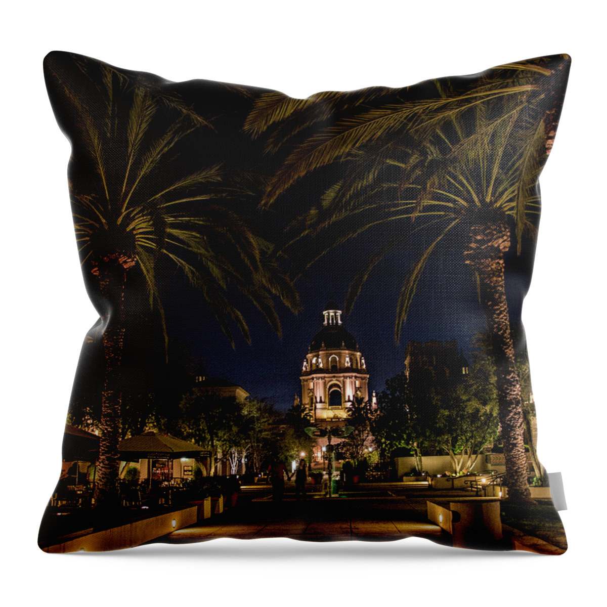 Pasadena Throw Pillow featuring the photograph Pasadena City Hall after Dark by Randall Nyhof