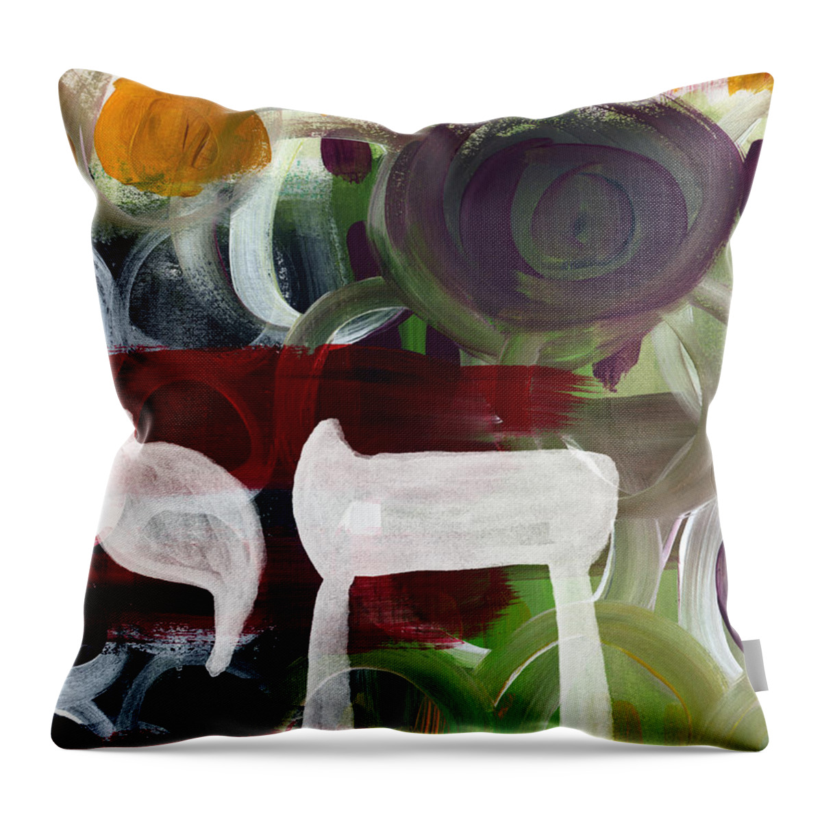 Hebrew Throw Pillow featuring the painting Passages 2- Abstract art by Linda Woods by Linda Woods