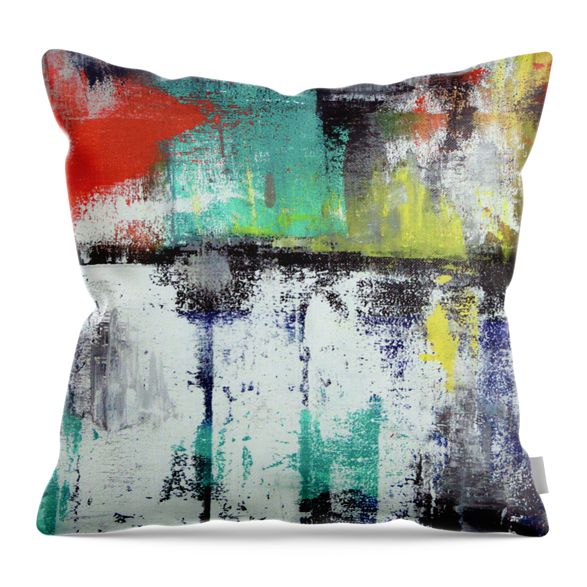 Abstract Throw Pillow featuring the painting Passing Through- Art by Linda Woods by Linda Woods