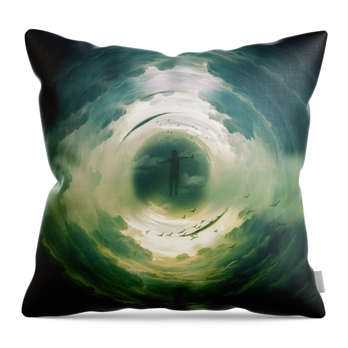 Fantasy Afterlife Sky Clouds Dream Surreal Throw Pillow featuring the digital art Passing Through by Katherine Smit